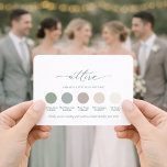 Sage Green Wedding Attire Color Palette Card 招待状<br><div class="desc">This elegant wedding attire color palette card features a soft sage green and ivory-inspired palette designed to guide guests in choosing harmonious outfits for your celebration. Perfect for sage green, garden, minimalist, and modern weddings, this attire card helps create a cohesive and refined look across your wedding day. Includes five...</div>