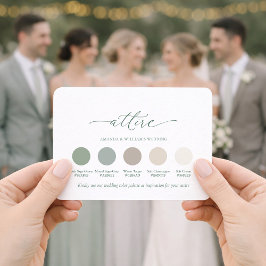 Sage Green Wedding Attire Color Palette Card  招待状