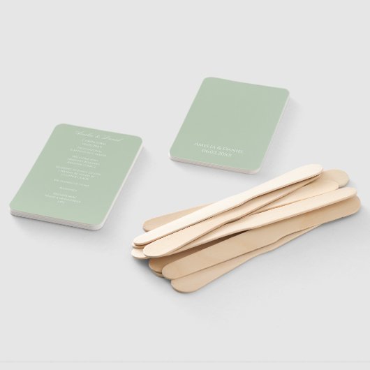 Sage Green Wedding Ceremony Program ハンドファン (組立なし)