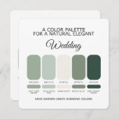 Sage Green Wedding Color Palette Card 招待状 (正面/裏面)