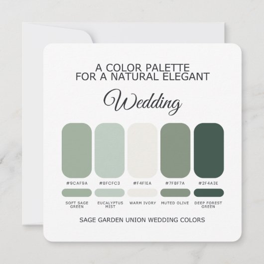 Sage Green Wedding Color Palette Card 招待状 (裏面)
