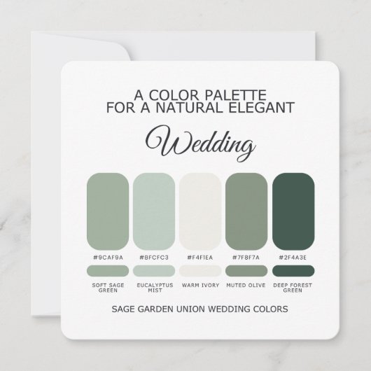 Sage Green Wedding Color Palette Card 招待状 (正面)
