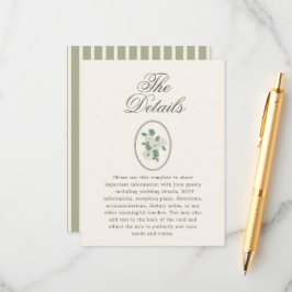 Sage Green Wedding Details エンクロージャーカード