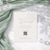 Sage Green Wedding Details Card with QR Code 招待状