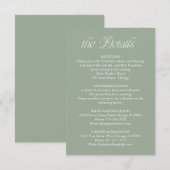 Sage Green Wedding Details Information Insert Card 出欠カード (正面/裏面)