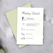 Sage Green Wedding Details QR Code Timeline エンクロージャーカード