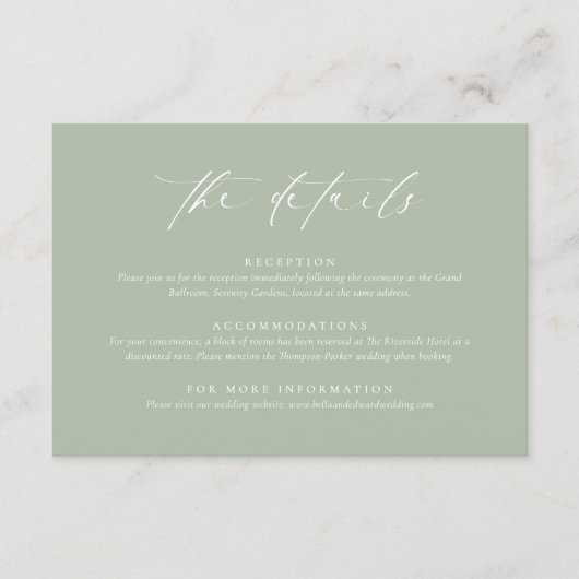 Sage Green Wedding Enclosure Card エンクロージャーカード (正面)