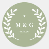 Sage Green Wedding Envelope Seal ラウンドシール (正面)