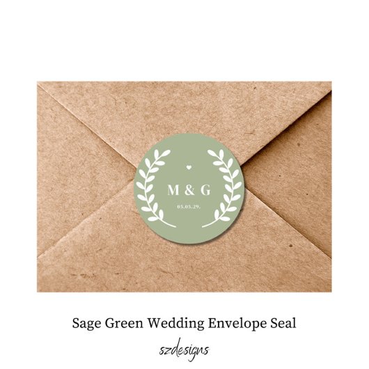 Sage Green Wedding Envelope Seal ラウンドシール