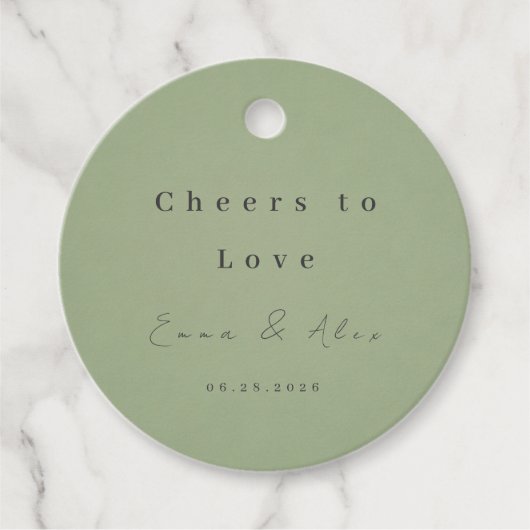Sage Green Wedding Favor Tag フェイバータグ (正面)