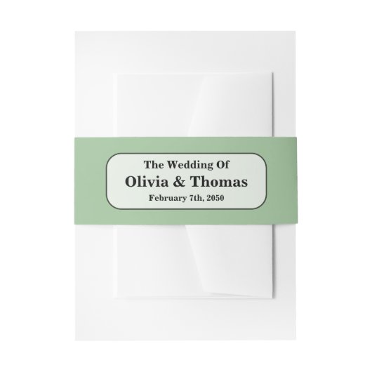Sage Green Wedding Invitation Belly Band 招待状ベリーバンド (正面例)