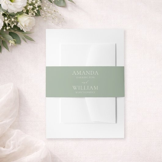 Sage Green Wedding Invitation Belly Band 招待状ベリーバンド