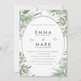 Sage Green Wedding Invitation | Elegant Botanical  招待状