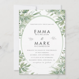 Sage Green Wedding Invitation | Elegant Botanical 招待状