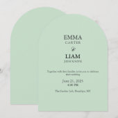 Sage Green Wedding Invitation Minimal Elegant 招待状 (正面/裏面)