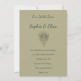 Sage Green Wedding Invitation Protea Botanical 招待状