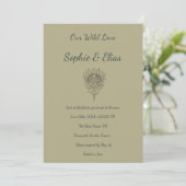 Sage Green Wedding Invitation Protea Botanical 招待状 (スタンド正面)