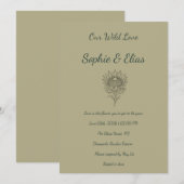 Sage Green Wedding Invitation Protea Botanical 招待状 (正面/裏面)