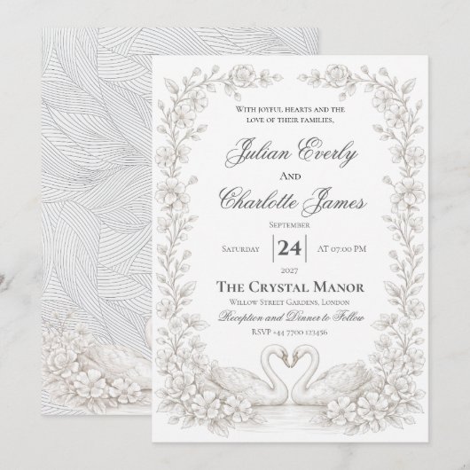 Sage Green Wedding InvitationWedding Garden Invite 招待状 (正面/裏面)