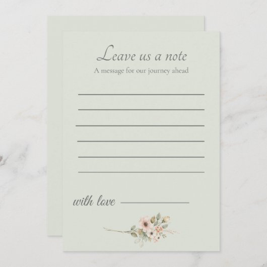 Sage Green Wedding Keepsake Insert ノートカード (正面/裏面)