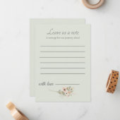 Sage Green Wedding Keepsake Insert ノートカード (正面/裏面インサイチュ)