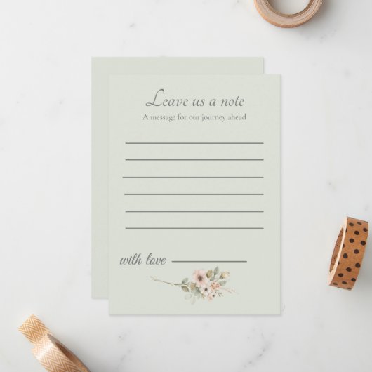 Sage Green Wedding Keepsake Insert ノートカード (正面/裏面インサイチュ)