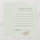 Sage Green Wedding Keepsake Insert ノートカード (正面/裏面)