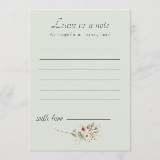 Sage Green Wedding Keepsake Insert ノートカード (正面)