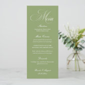 Sage Green Wedding Menu Card 招待状 (スタンド正面)