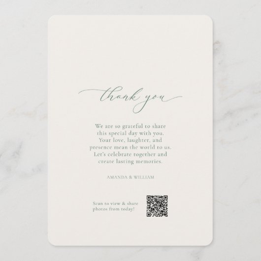 Sage Green Wedding Menu Card – Double Sided 招待状 (裏面)