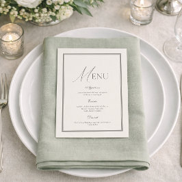 Sage Green Wedding Menu | Elegant Ivory Floral  招待状