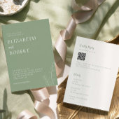 Sage Green Wedding Minimalist Modern QR Code 招待状
