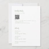 Sage Green Wedding Minimalist Modern QR Code 招待状 (裏面)