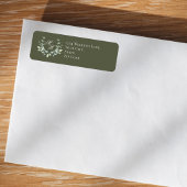 Sage Green Wedding Monogram Floral Script ラベル
