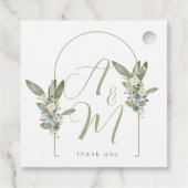 Sage Green Wedding Monogram Initials Date Elegant  フェイバータグ (裏面)