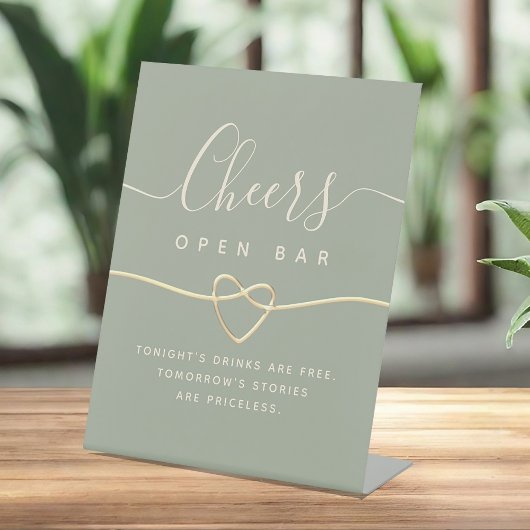  sage green wedding open bar pedestal sign 台座サイン
