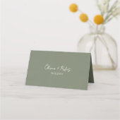 Sage Green Wedding Place Card with Elegant Script プレイスカード (裏面)