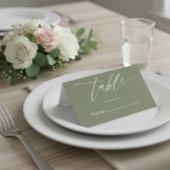  Sage Green Wedding Place Card with Elegant Script プレイスカード