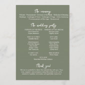 Sage Green Wedding Program Card Editable Template プログラム (裏面)