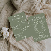 Sage Green Wedding Program Card Editable Template プログラム
