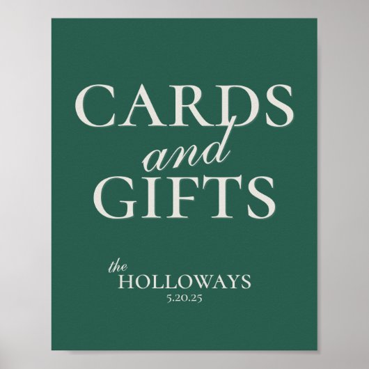 Sage Green Wedding Reception Gift Table Sign ポスター (正面)