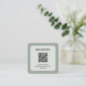Sage Green Wedding Registry QR Code エンクロージャーカード (スタンド正面)