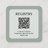 Sage Green Wedding Registry QR Code エンクロージャーカード (正面)