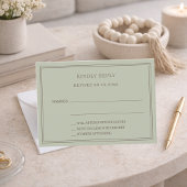 Sage green wedding response RSVP ノートカード