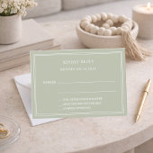 Sage green wedding response RSVP ノートカード