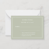 Sage green wedding response RSVP ノートカード (正面)