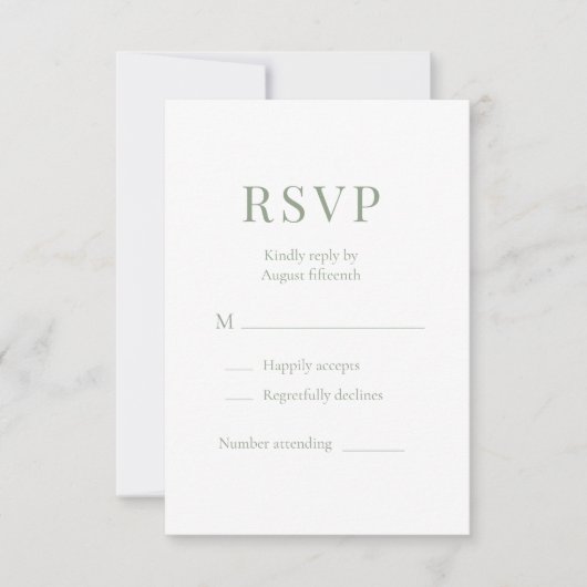 Sage Green Wedding RSVP  (正面)