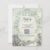 Sage Green Wedding RSVP Card with QR Code (裏面)