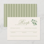 Sage Green Wedding RSVP Response Card エンクロージャーカード (正面/裏面)
