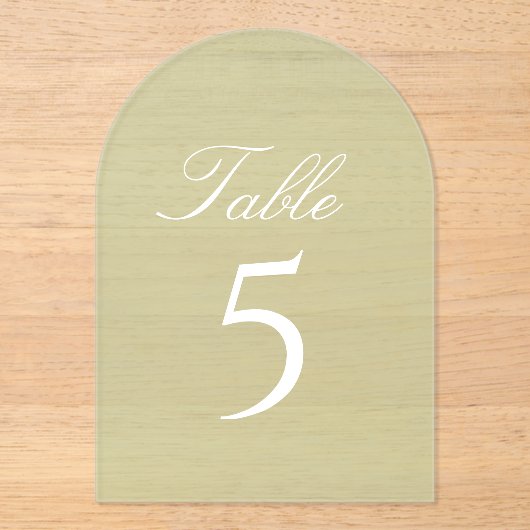 Sage Green Wedding Table Number アクリル招待状 (正面)